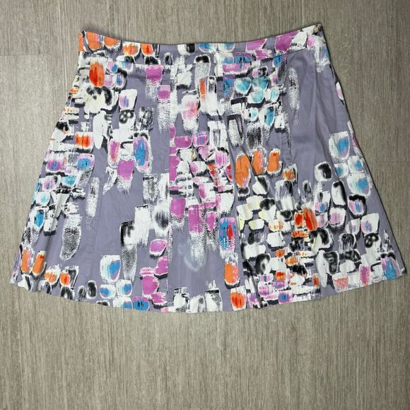 Lane Bryant Abstract Purple Mini Skirt Plus Size 24 Side Zip Stretch Cotton - Picture 2 of 5